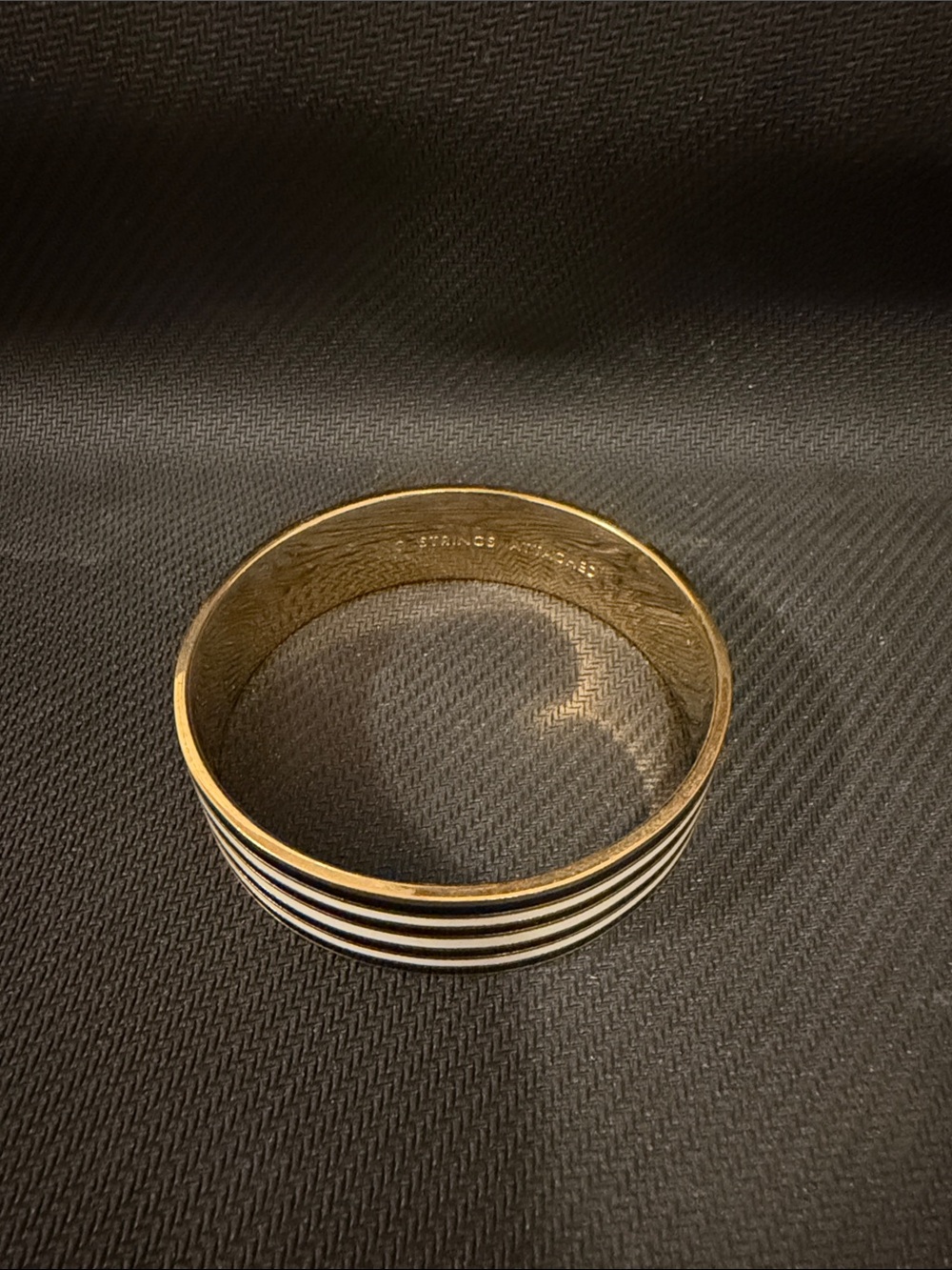 Kate Spade Gold Tone Black White Striped Bangle Bracelet